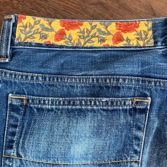 Upcyled Boyfriend Art Jeans 36 x 30 Altered Patchwork Bleach Patched Appliques - Picture 11 of 14